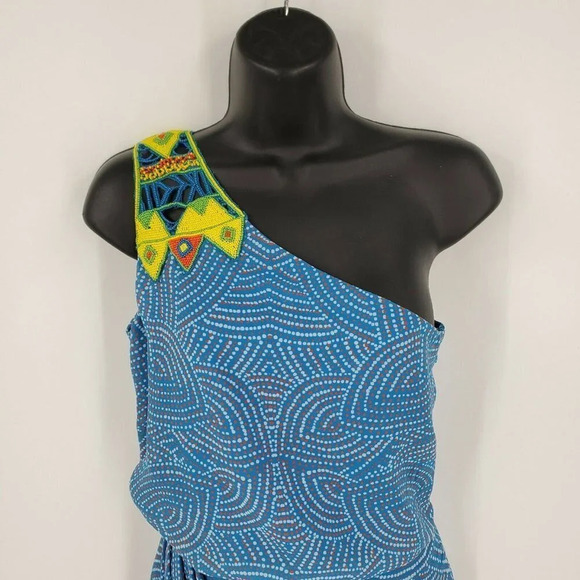Pia Pauro Asymetrical One Shoulder Beaded Dress - Picture 3 of 12